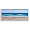 Stupell Industries Vibrant Blue Beach Coast Ocean Shoreline Panoramic Painting Framed Wall Art